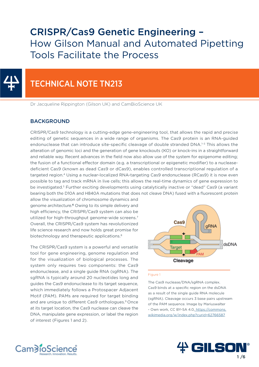 CRISPR/Cas9 Genetic Engineering – How Gilson Manual and Automated Pipetting Tools Facilitate the Process