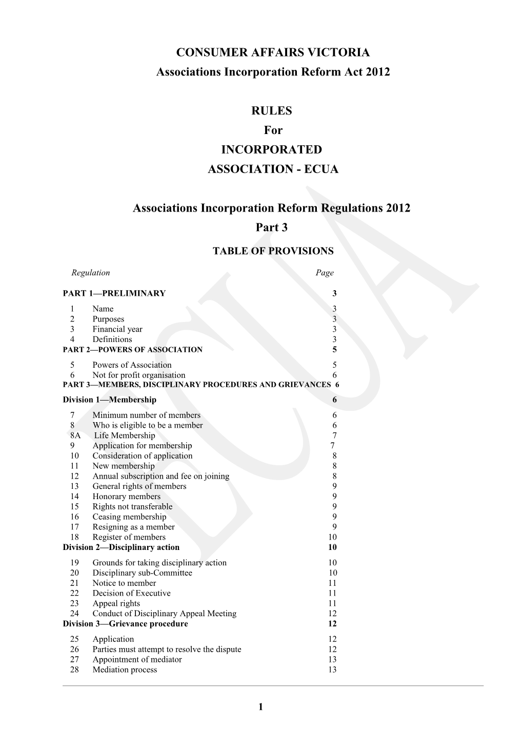 Model Rules for an Incorporated Association s1