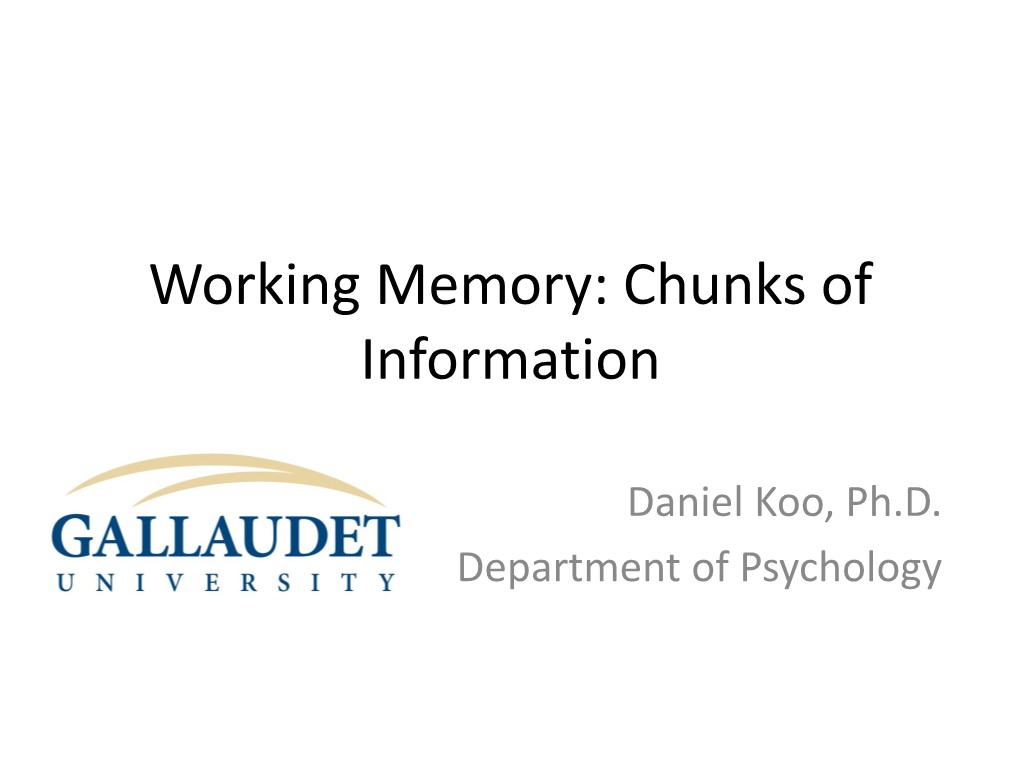 Working Memory: Chunks of Information