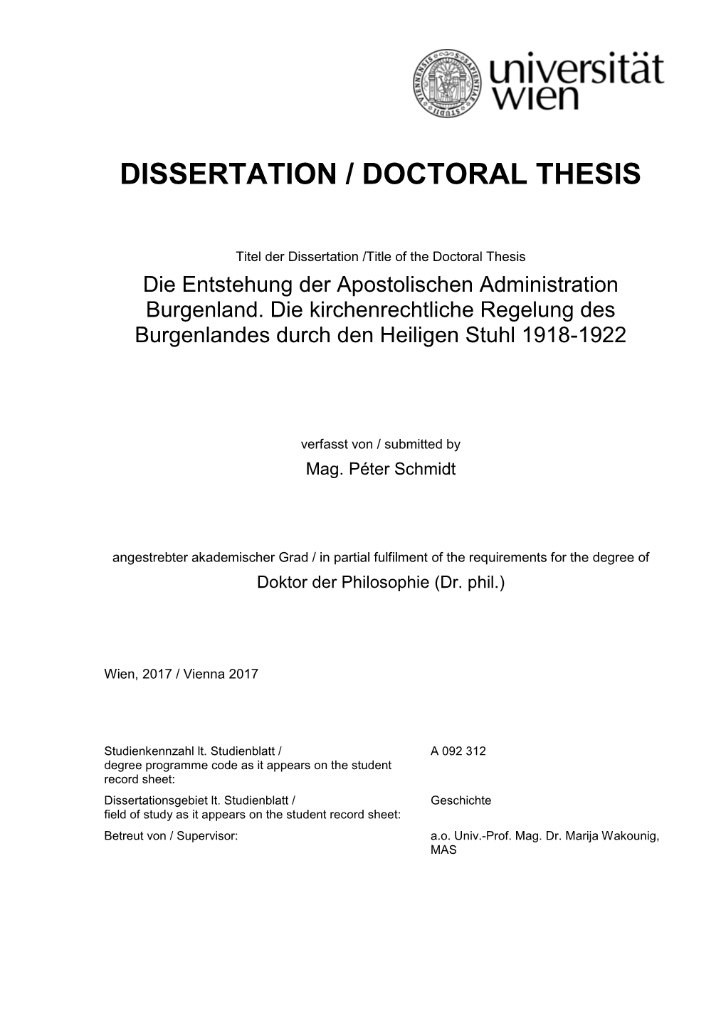 Dissertation / Doctoral Thesis