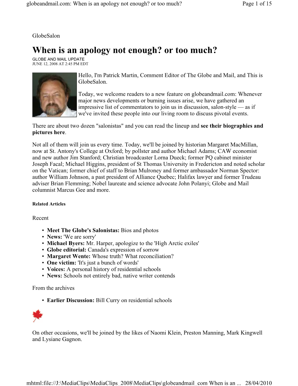 When Is an Apology Not Enough? Or Too Much? Page 1 of 15