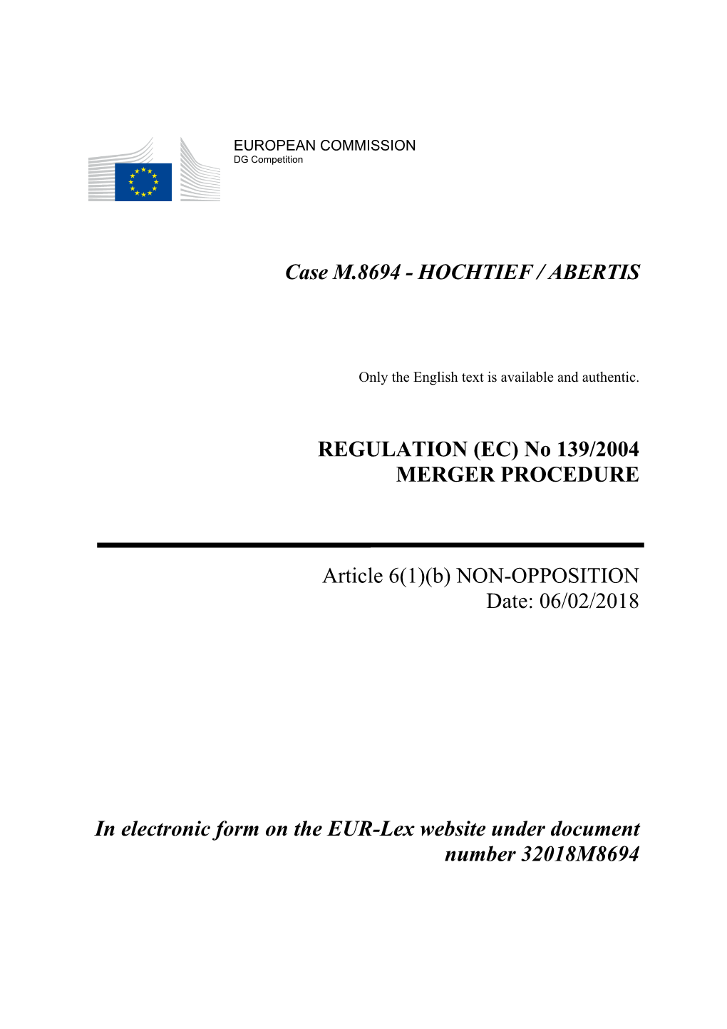 Case M.8694 - HOCHTIEF / ABERTIS