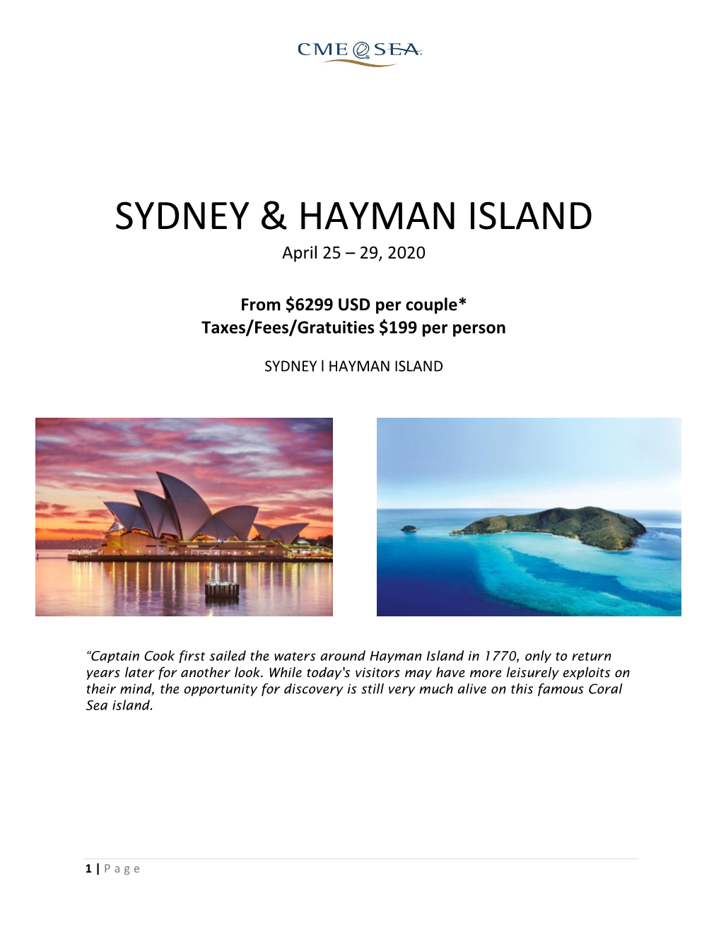 Sydney & Hayman Island