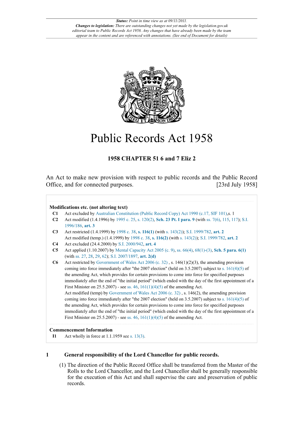 Public Records Act 1958