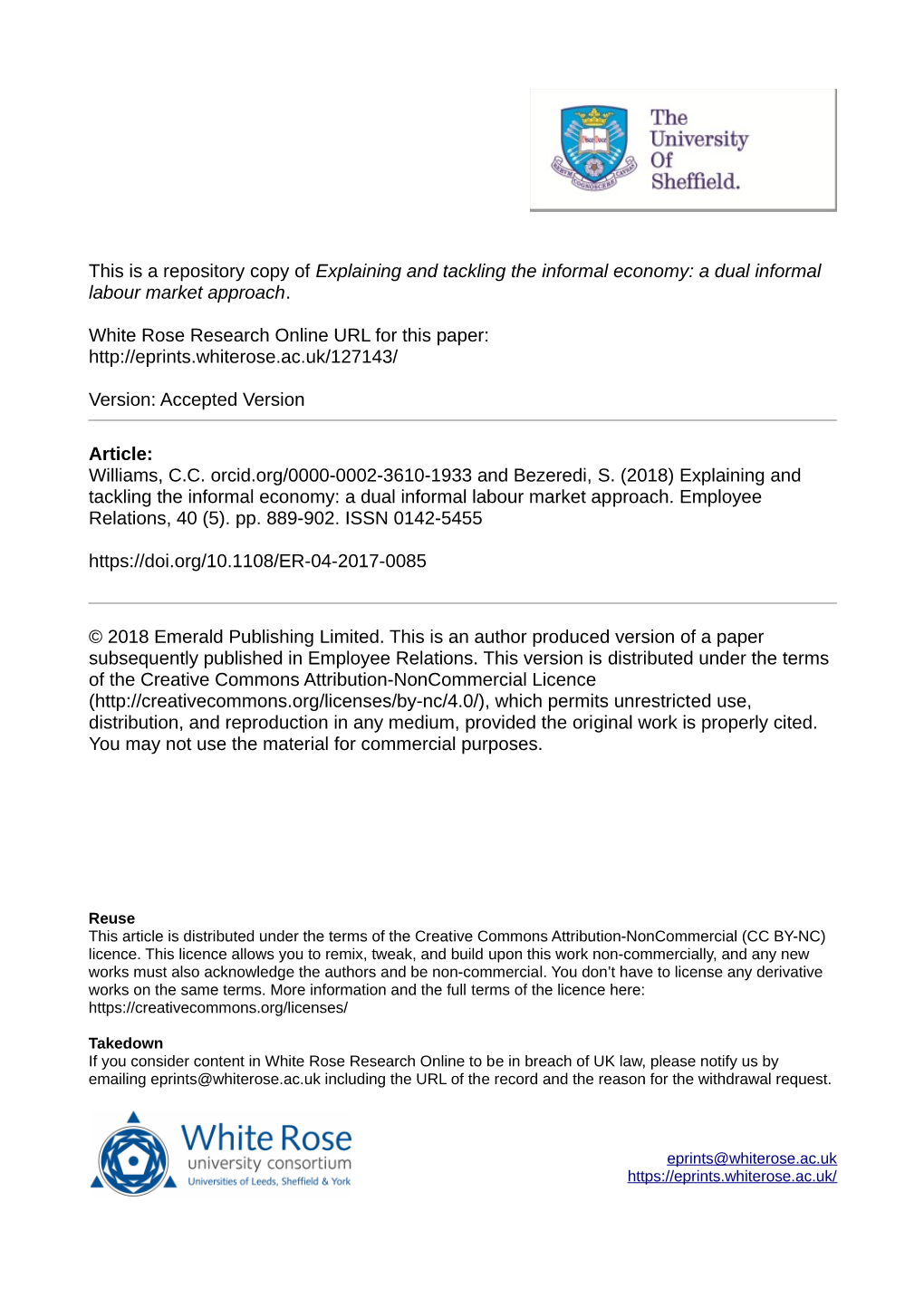 Explaining and Tackling the Informal Economy: a Dual Informal Labour Market Approach