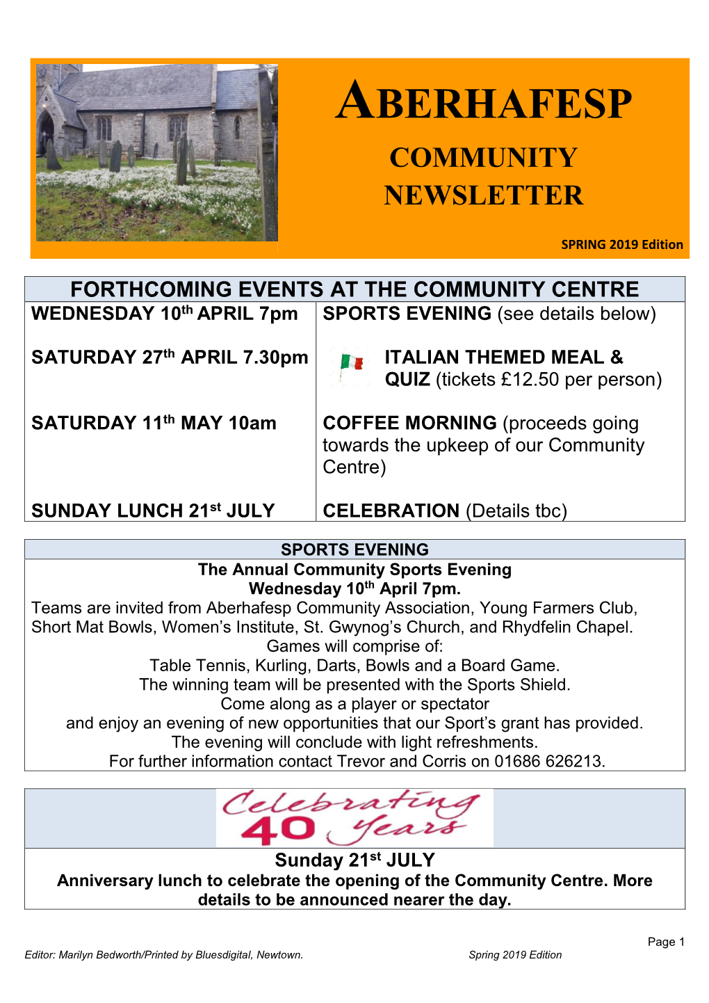 Aberhafesp Community Newsletter