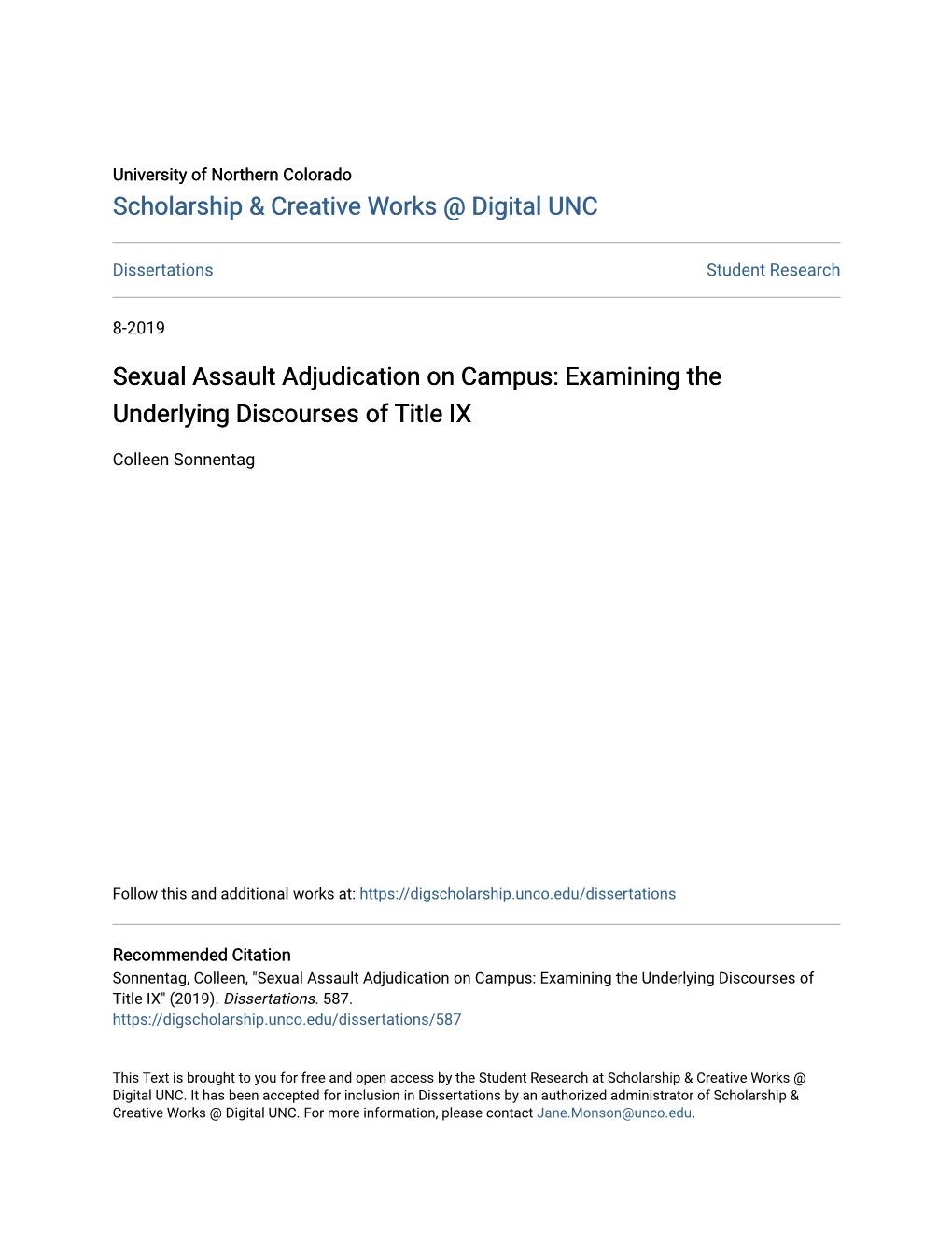 Sexual Assault Adjudication on Campus: Examining the Underlying Discourses of Title IX