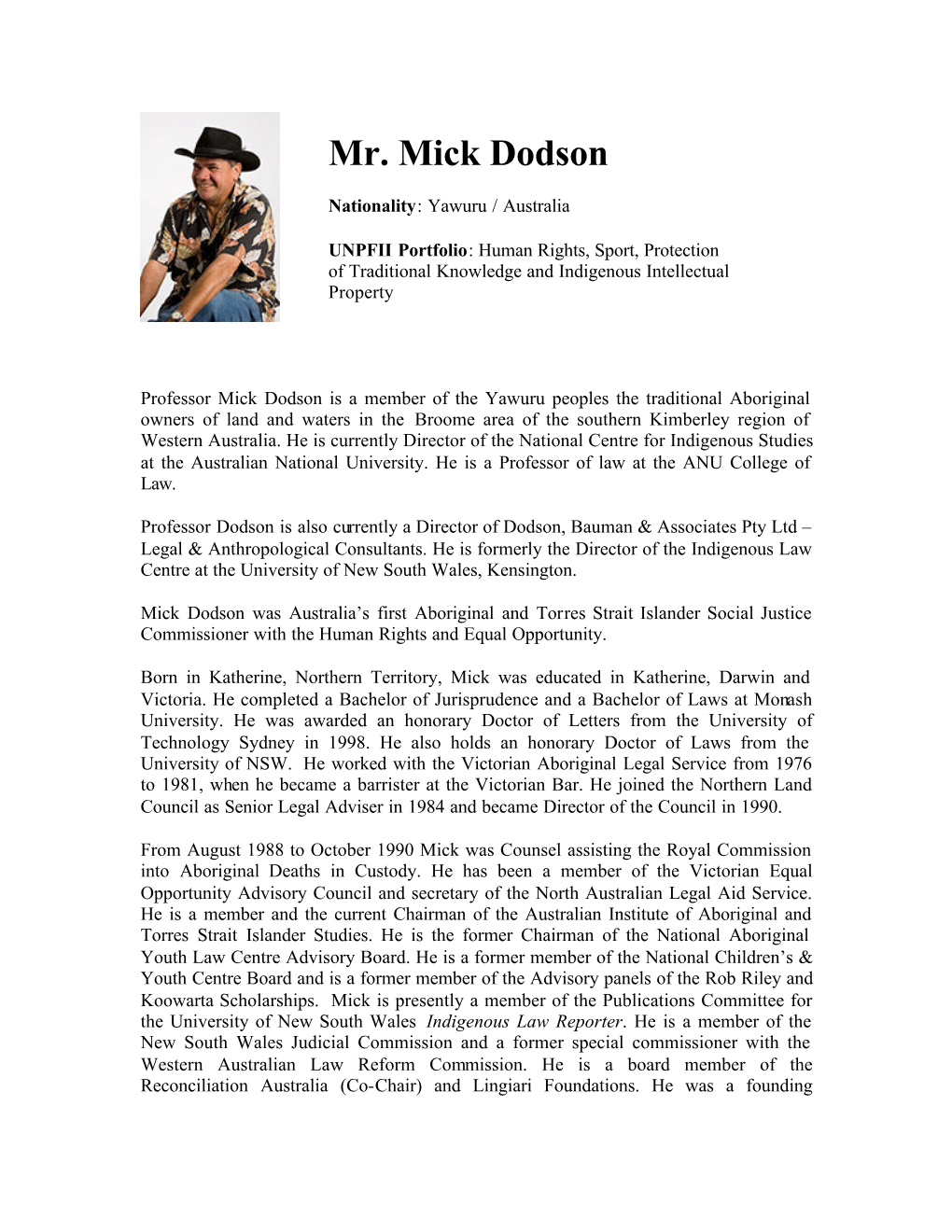 Mr. Mick Dodson