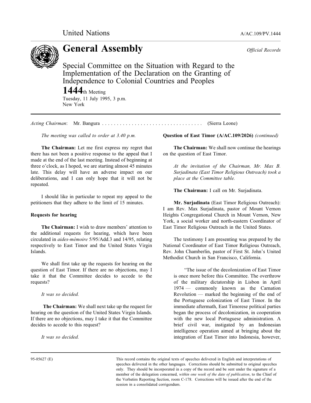 General Assembly Official Records