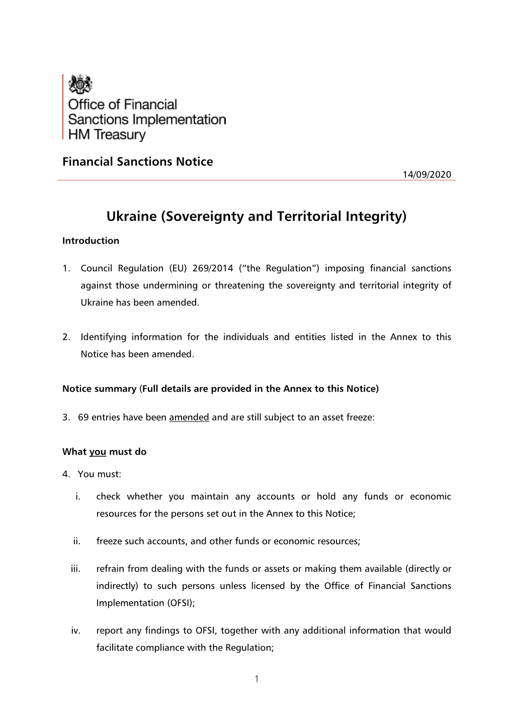 Ukraine (Sovereignty and Territorial Integrity)