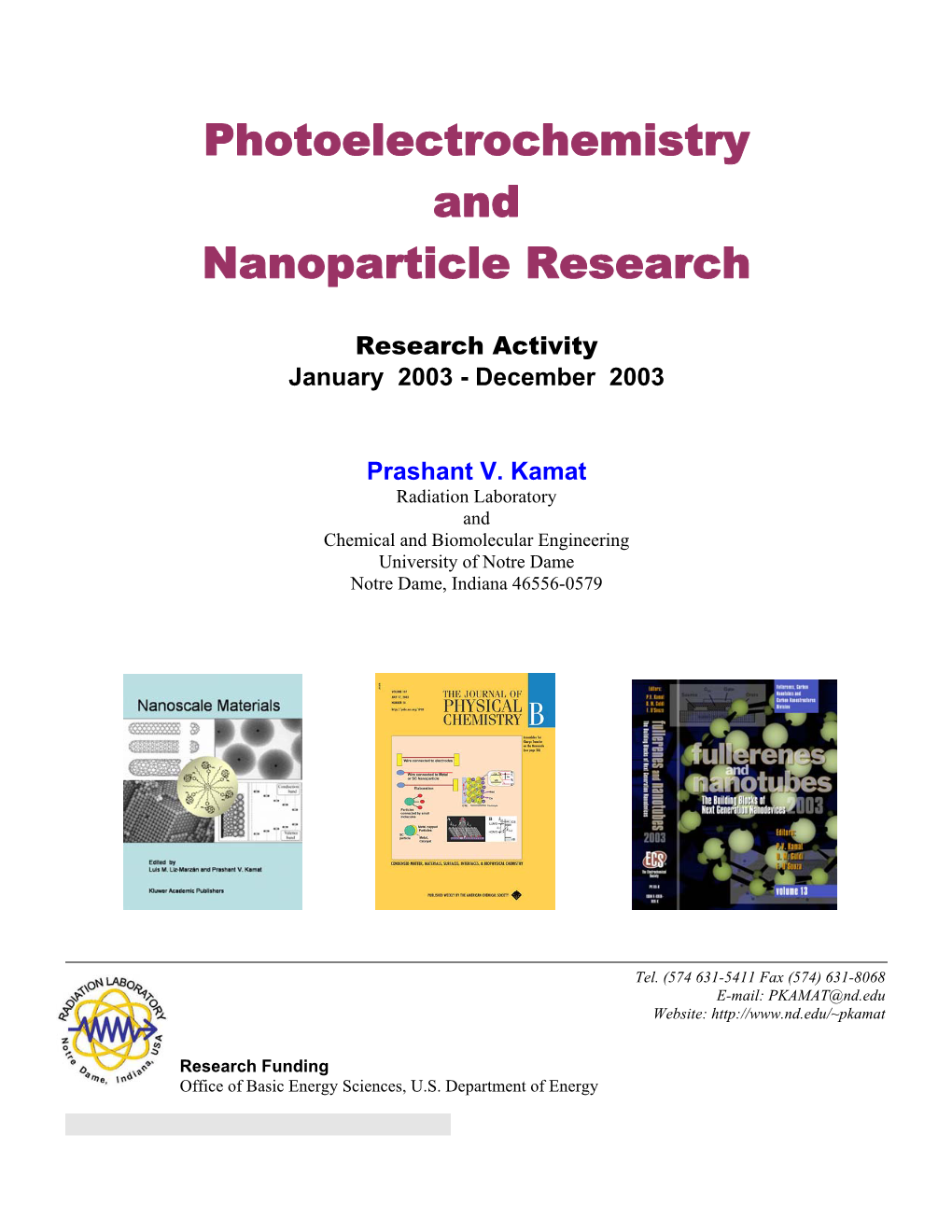 Photoelectrochemistry and Nanoparticle Research