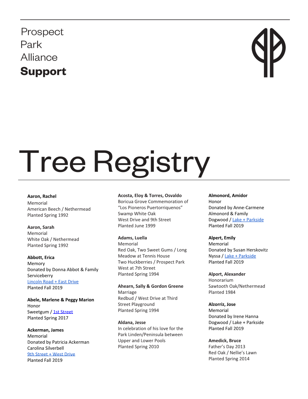 Online Tree Registry