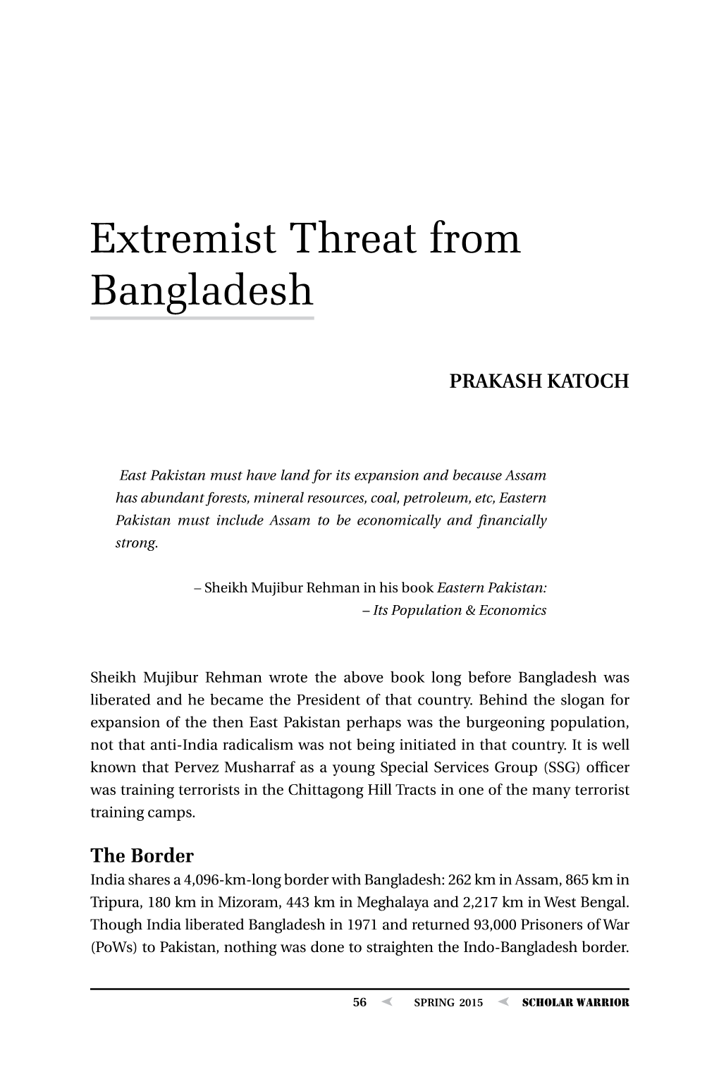 Extremist Threat from Bangladesh, by Prakash Katoch