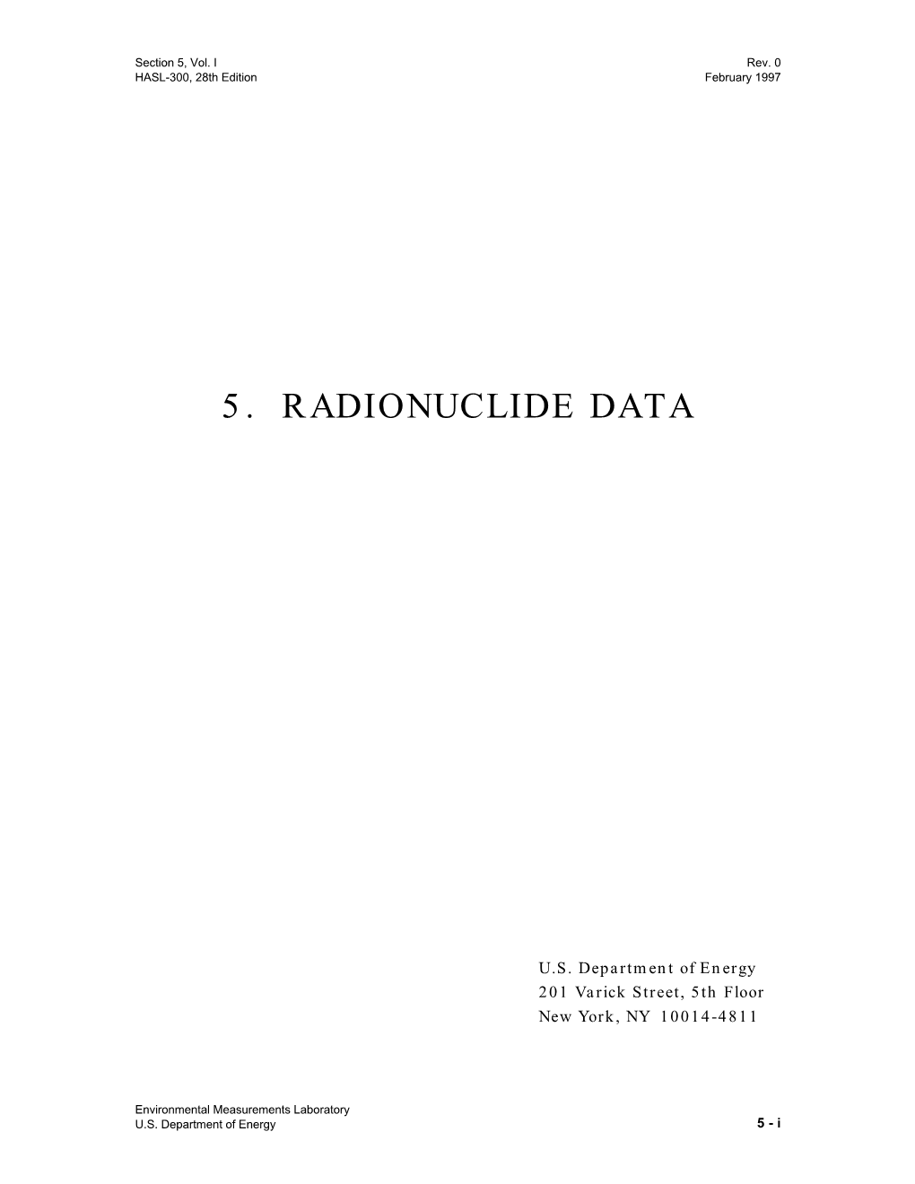 5. Radionuclide Data