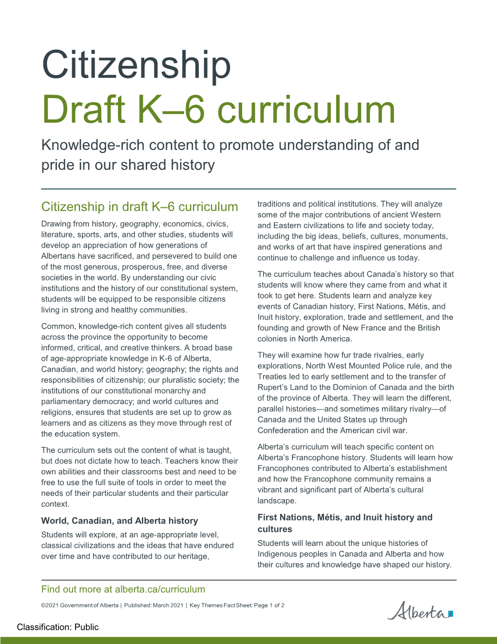 Citizenship Draft K–6 Curriculum Knowledge-Rich Content to Promote Understanding of and Pride in Our Shared History