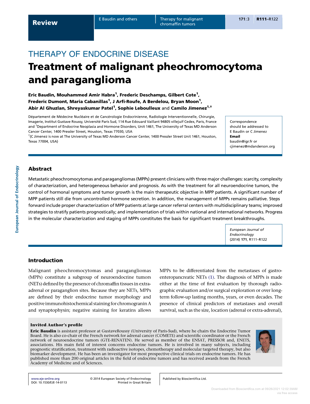 Treatment of Malignant Pheochromocytoma and Paraganglioma