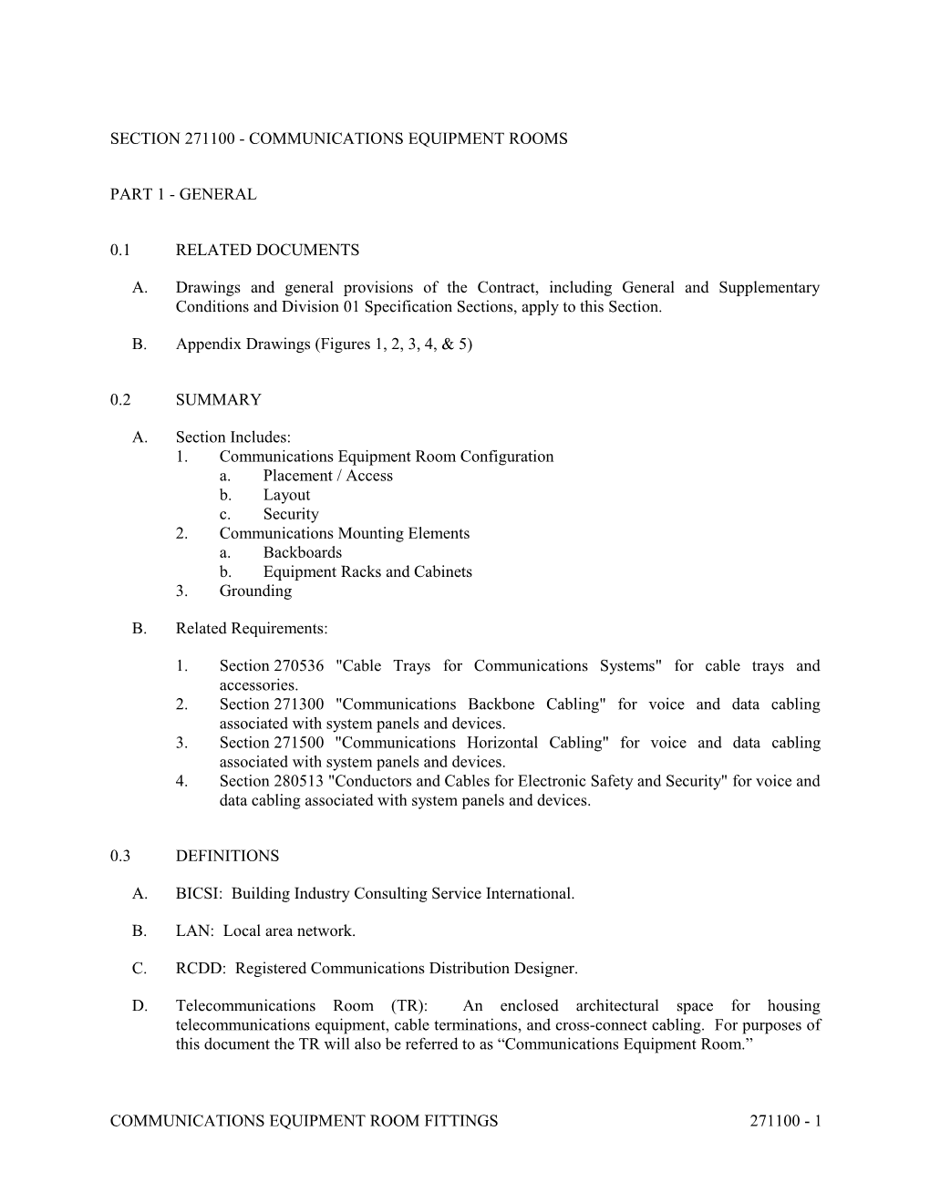 Section 271100 - Communications Equipment Room Fittings