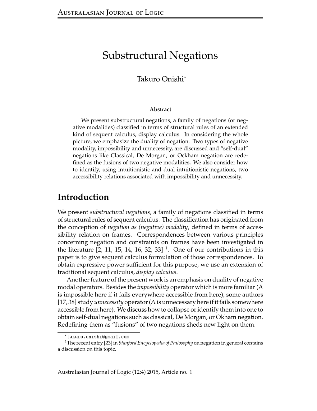 Substructural Negations