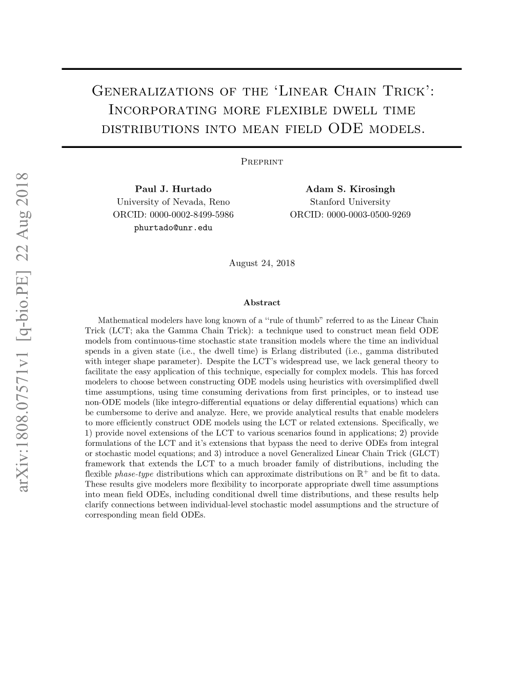 Generalizations of The'linear Chain Trick': Incorporating More Flexible