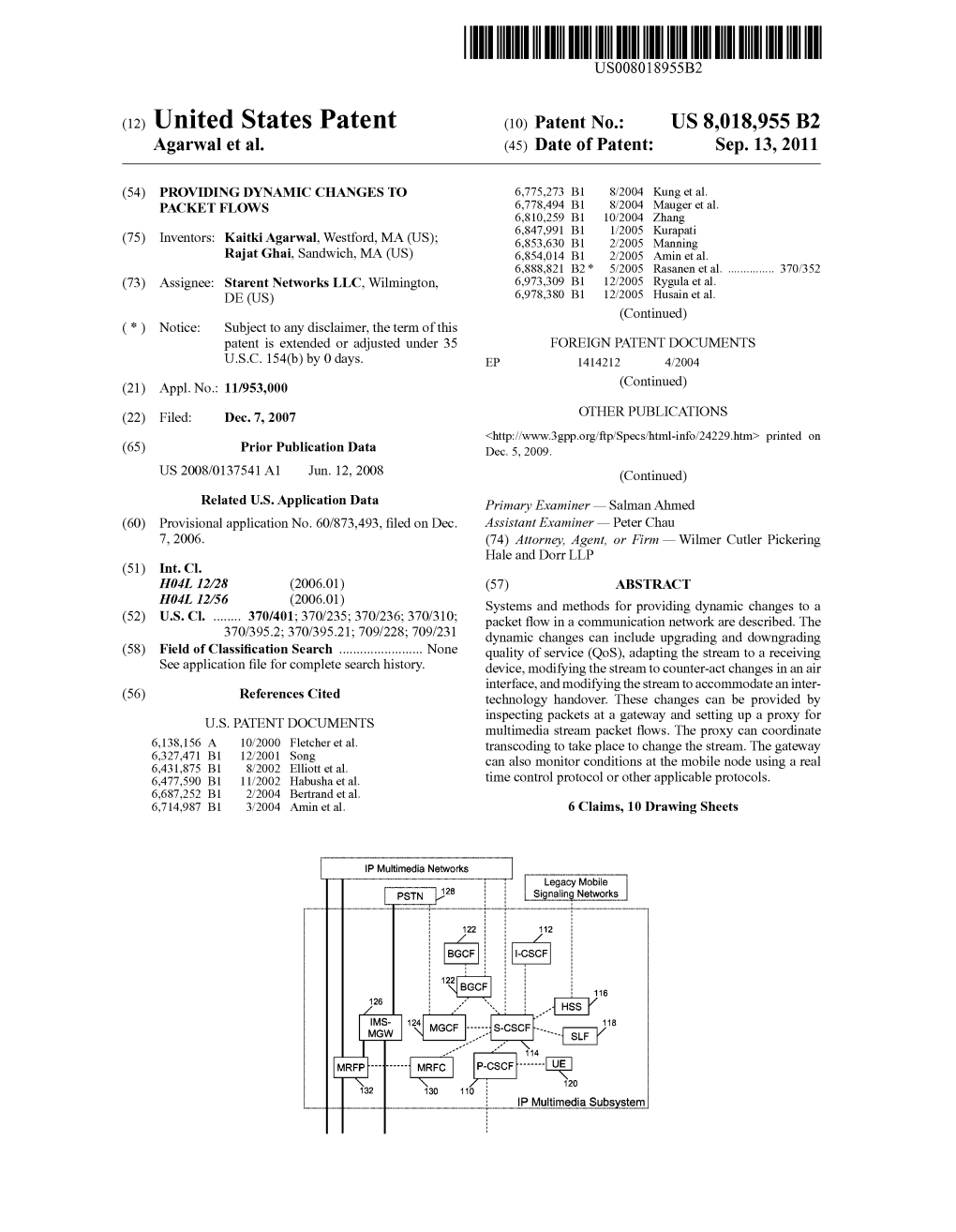 (12) United States Patent (10) Patent N0.: US 8,018,955 B2 Agarwal Et A]