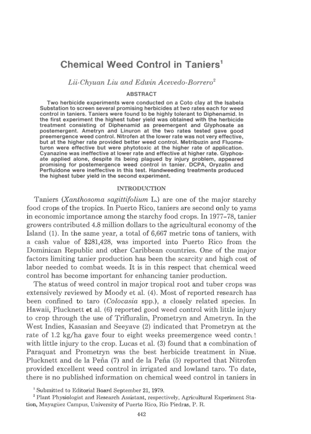 Chemical Weed Control in Taniers 1