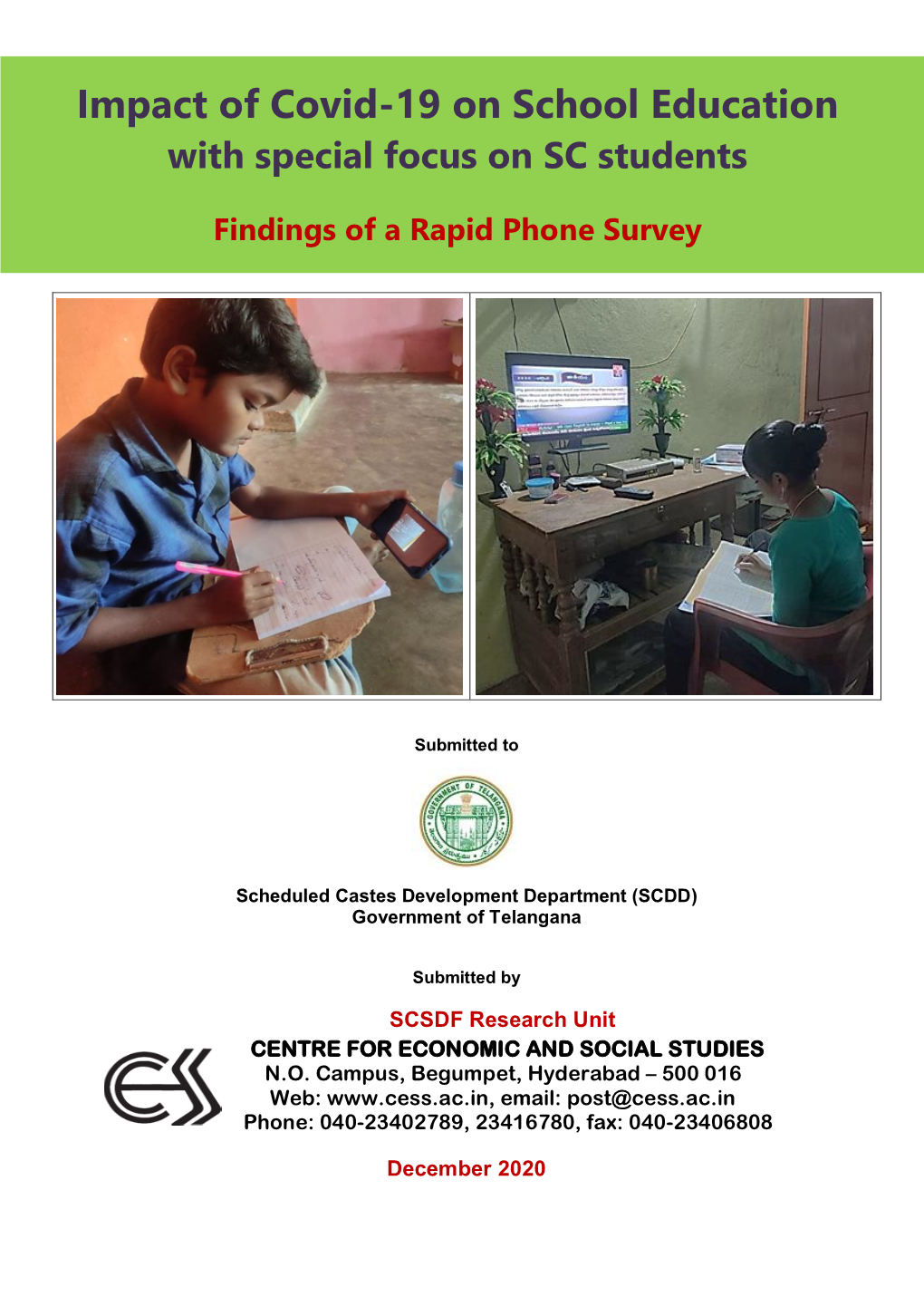 Rapid Phone Survey on School Edu in Telangana