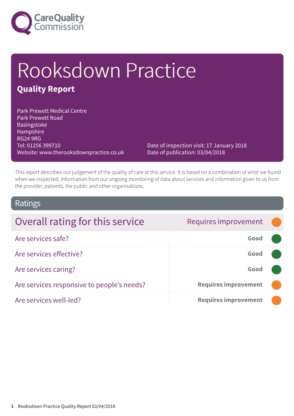 Rooksdown Practice Newapproachcomprehensive Report