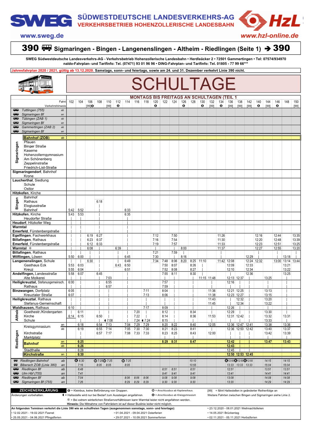 390 » Sigmaringen - Bingen - Langenenslingen - Altheim - Riedlingen (Seite 1)  390