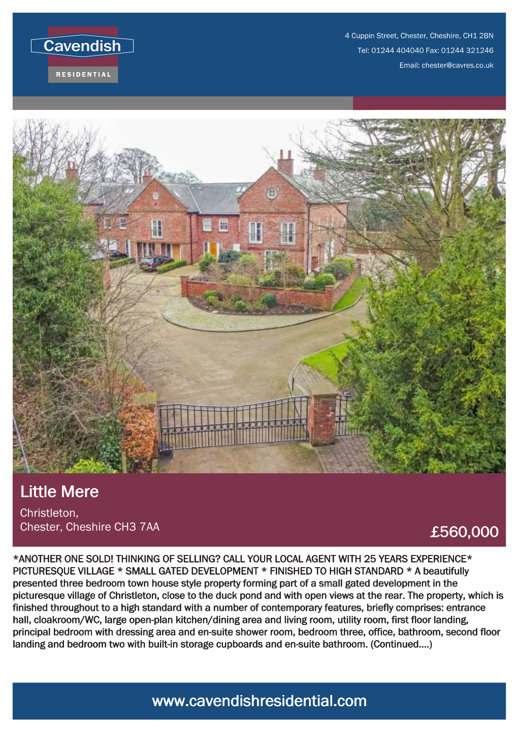 Little Mere Christleton, Chester, Cheshire CH3 7AA £560,000