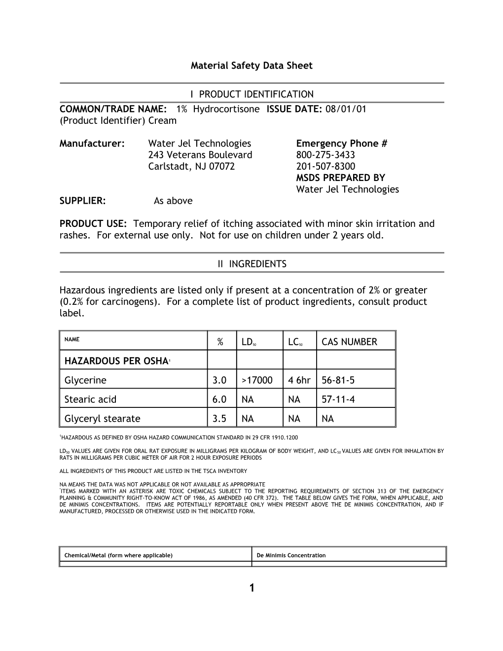 Material Safety Data Sheet s12