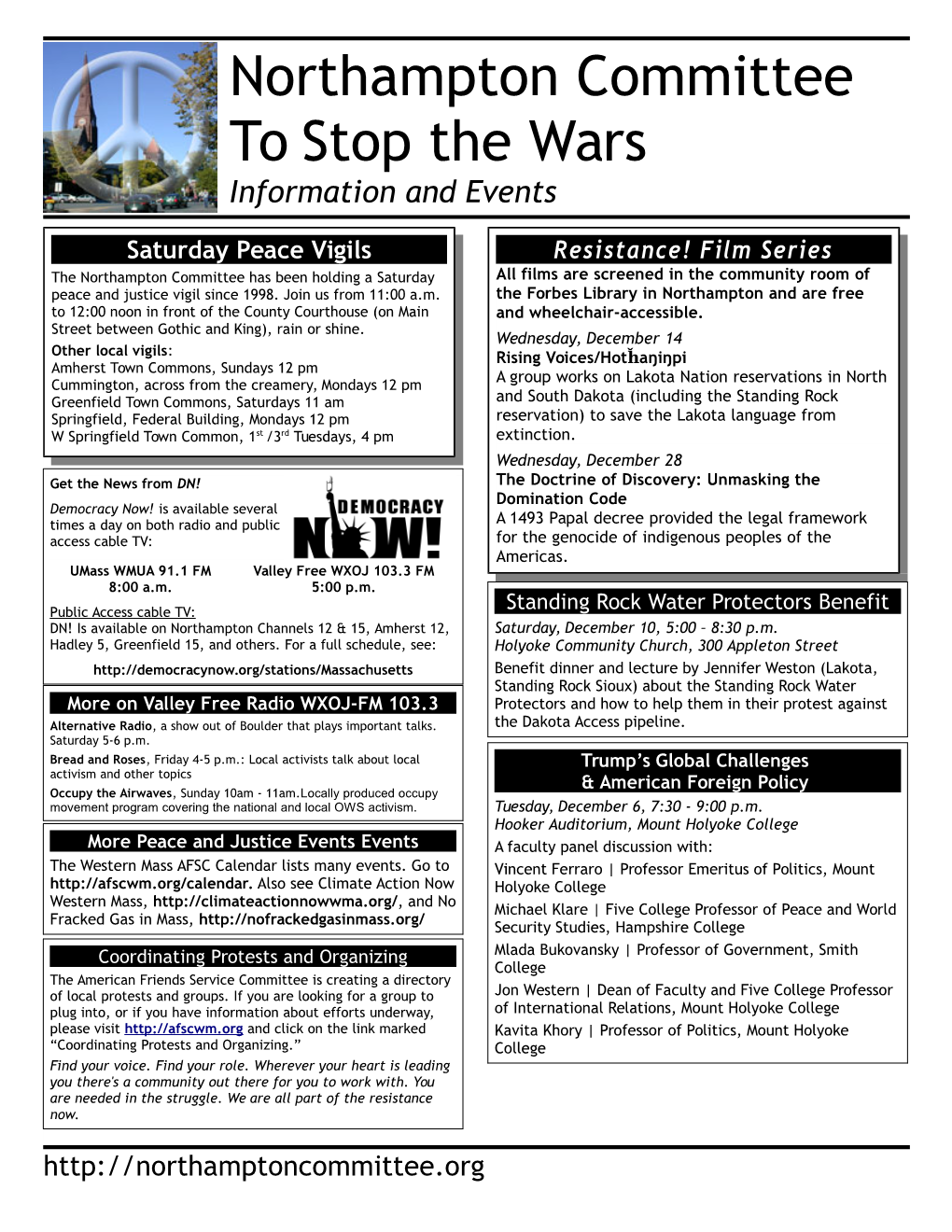 Northampton Committee to Stop the Wars Information and Events