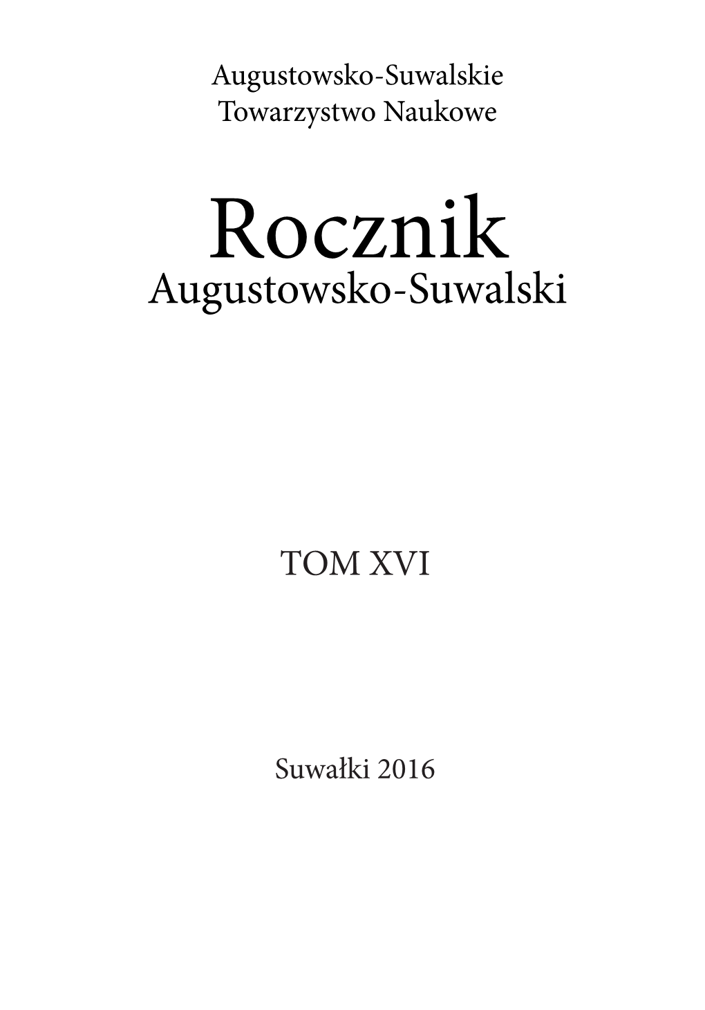 Rocznik Augustowsko ‑Suwalski