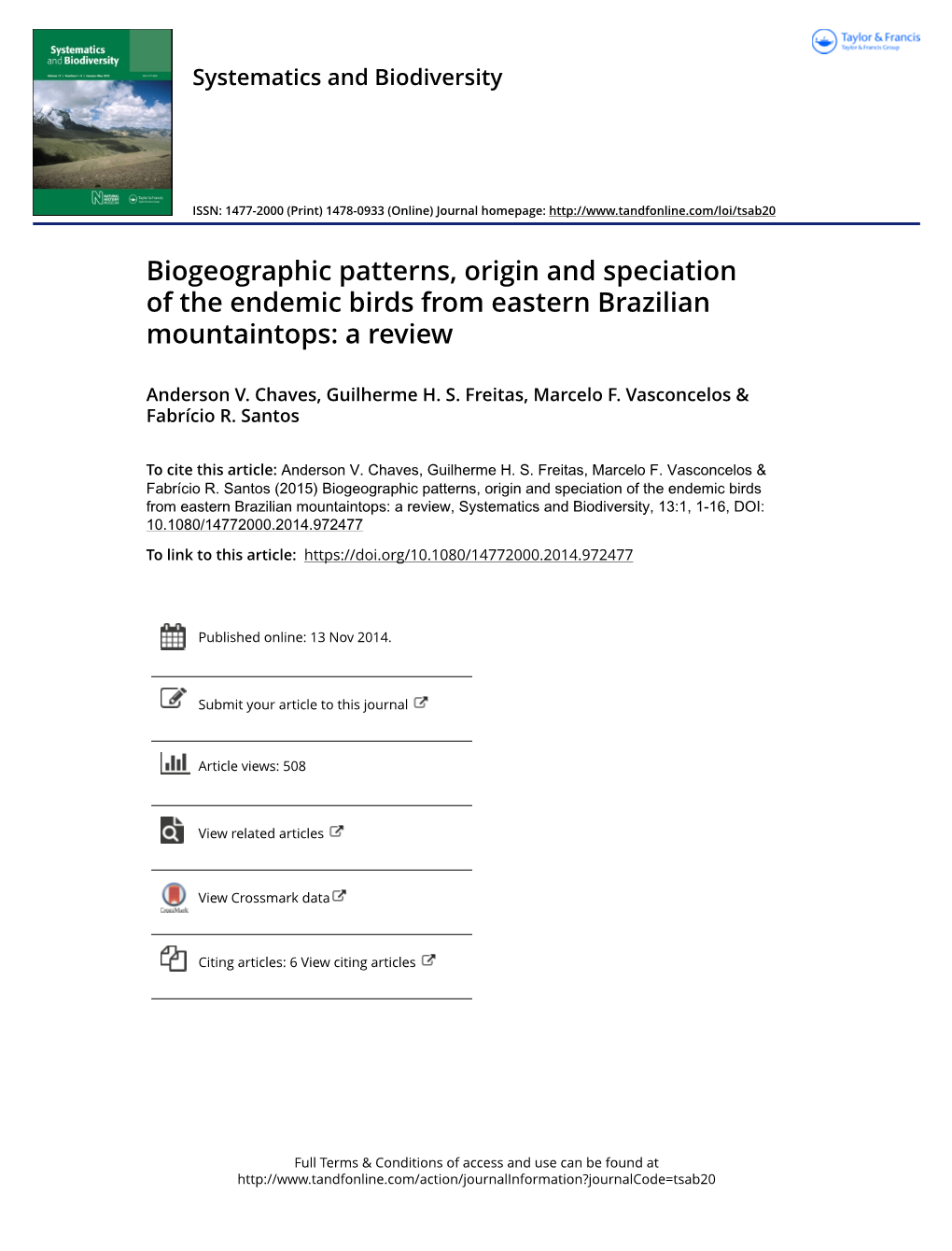 Biogeographic Patterns, Origin and Speciation of the Endemic Birds from Eastern Brazilian Mountaintops: a Review