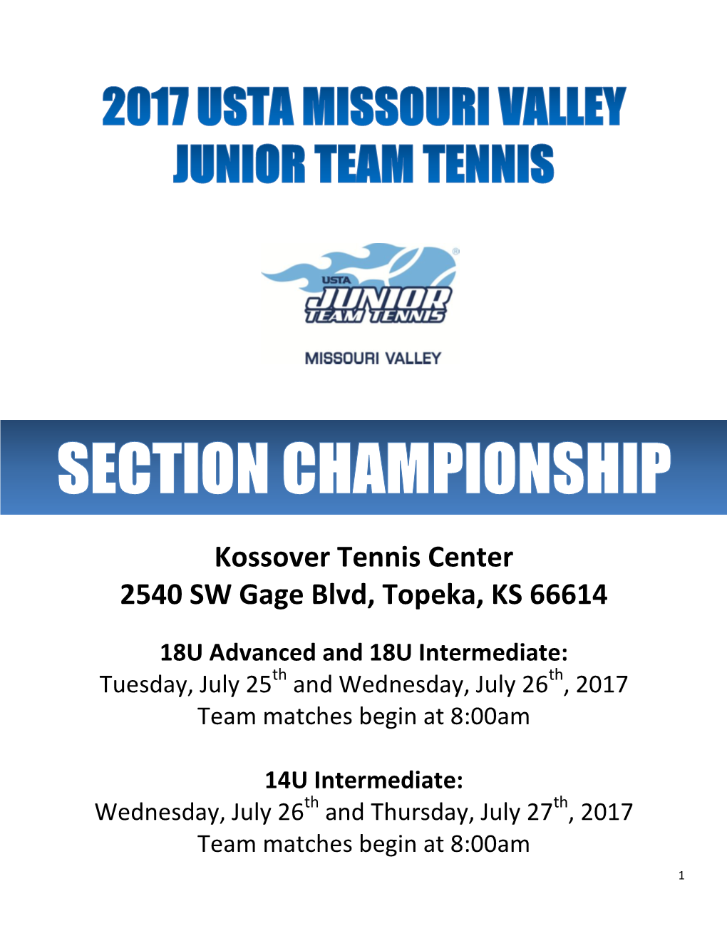 Kossover Tennis Center 2540 SW Gage Blvd, Topeka, KS 66614