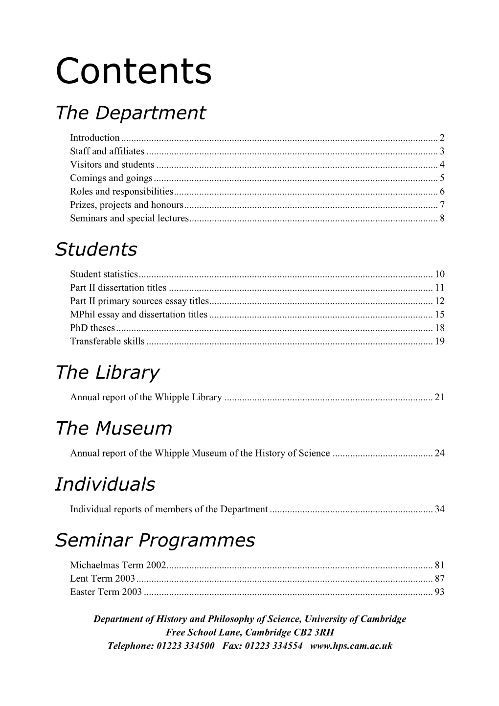 HPS: Annual Report 2002-03