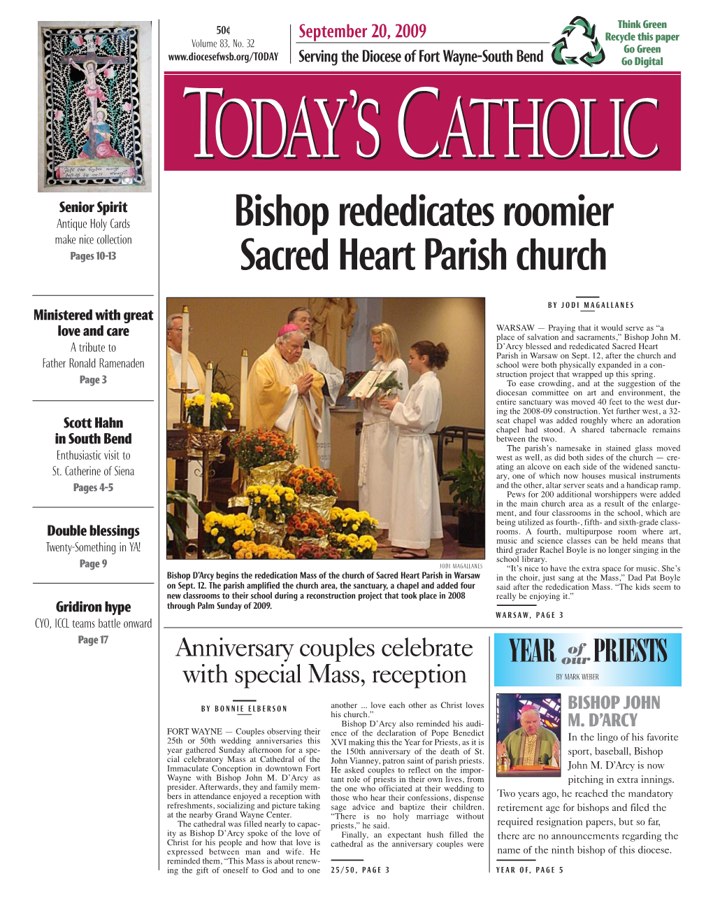 Bishop Rededicates Roomier Sacred Heart Parish Church