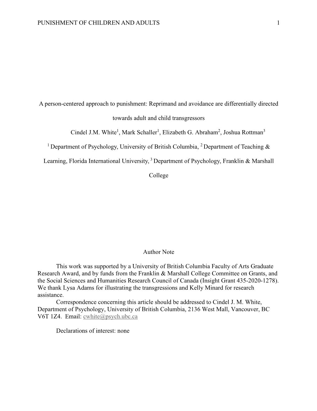 A Person-Centered Approach to Punishment: Reprimand and Avoidance Are Differentially Directed