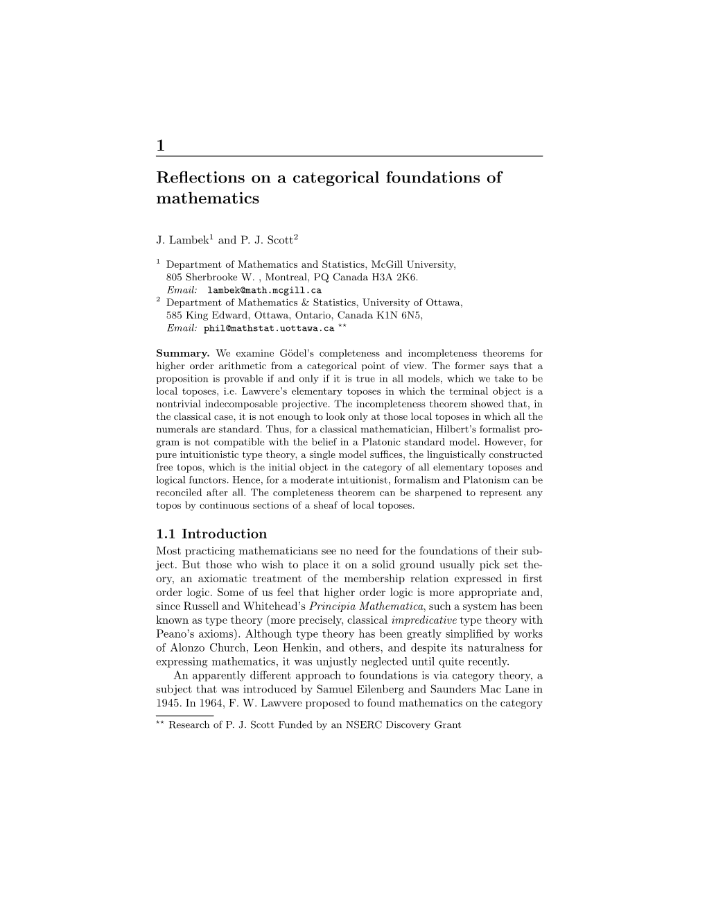 Reflections on a Categorical Foundations of Mathematics