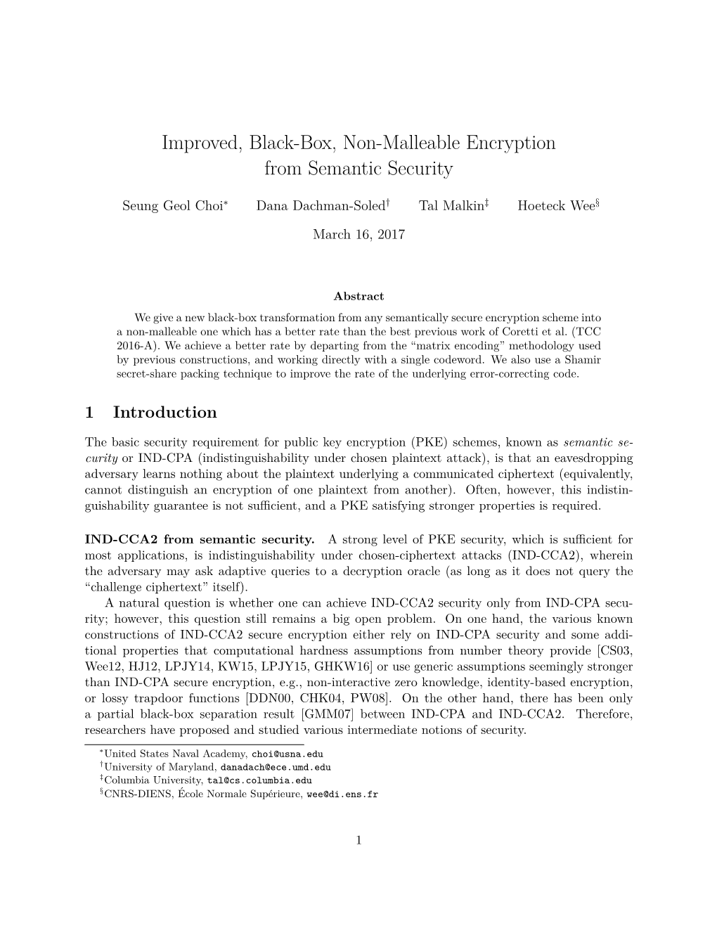 Improved, Black-Box, Non-Malleable Encryption from Semantic Security