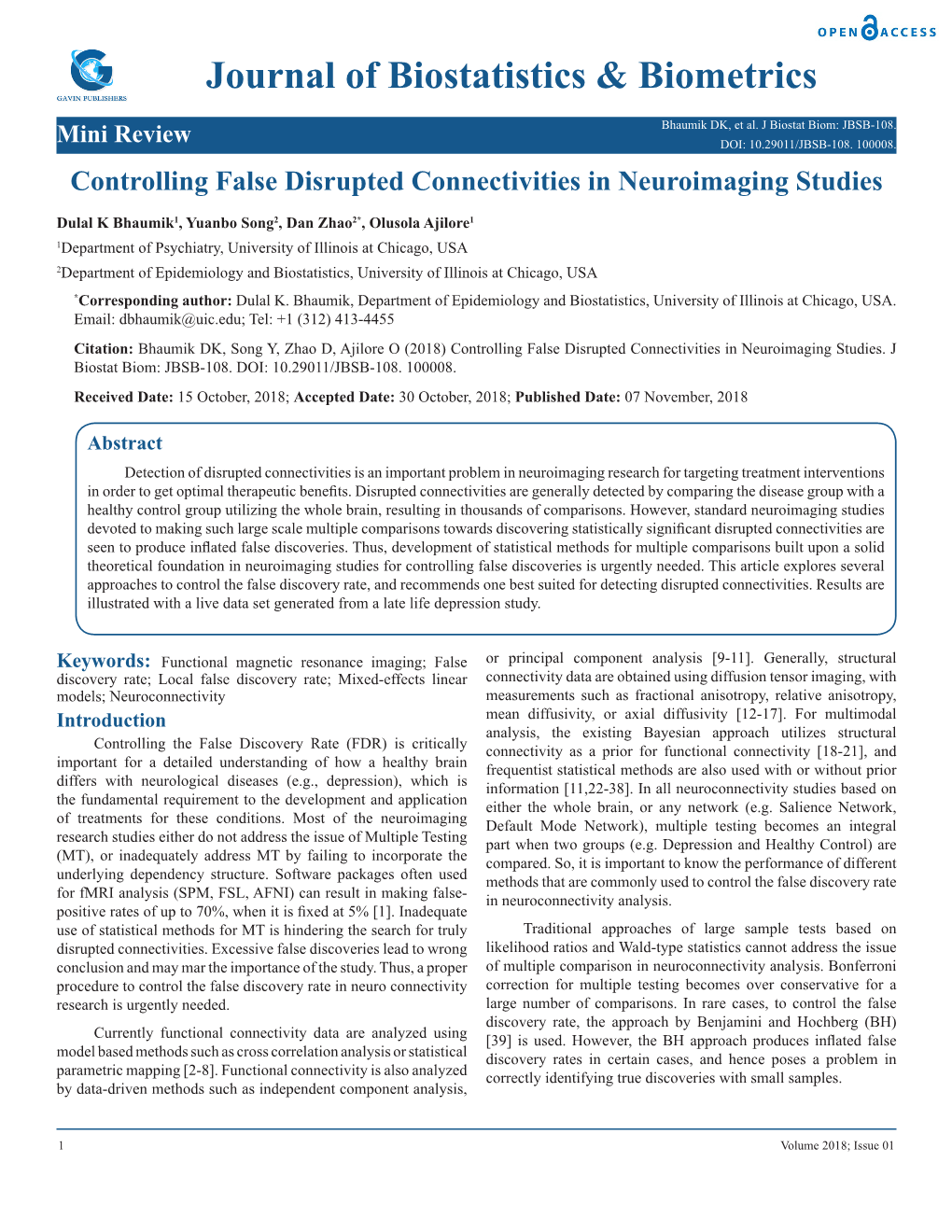 Journal of Biostatistics & Biometrics Controlling