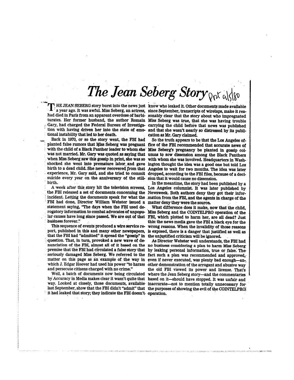 The Jean Seberg Story* GAD Rr