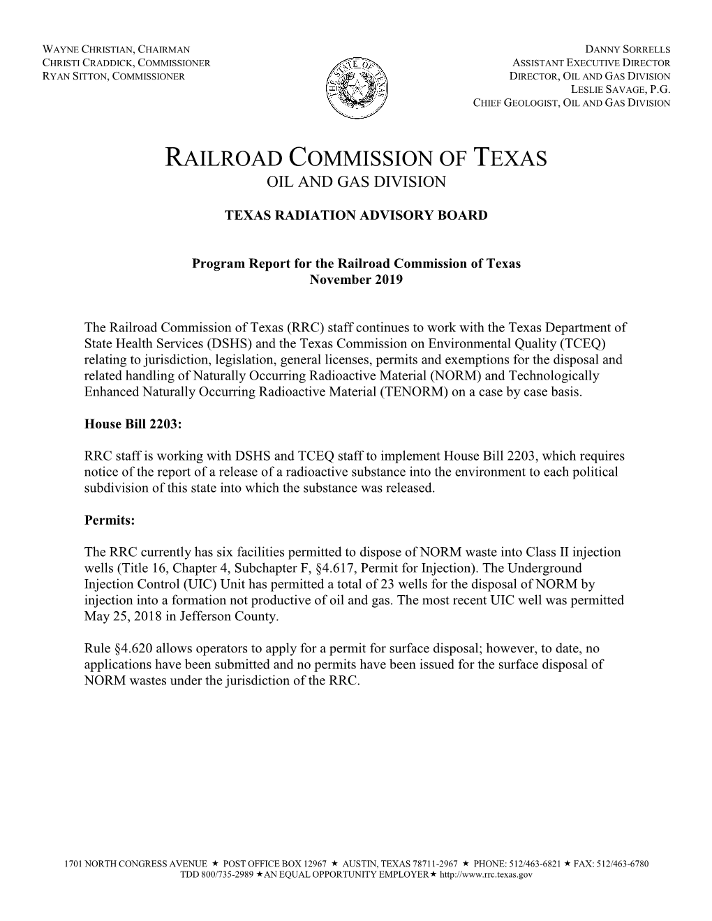 Railroad Commission of Texas Oil and Gas Division