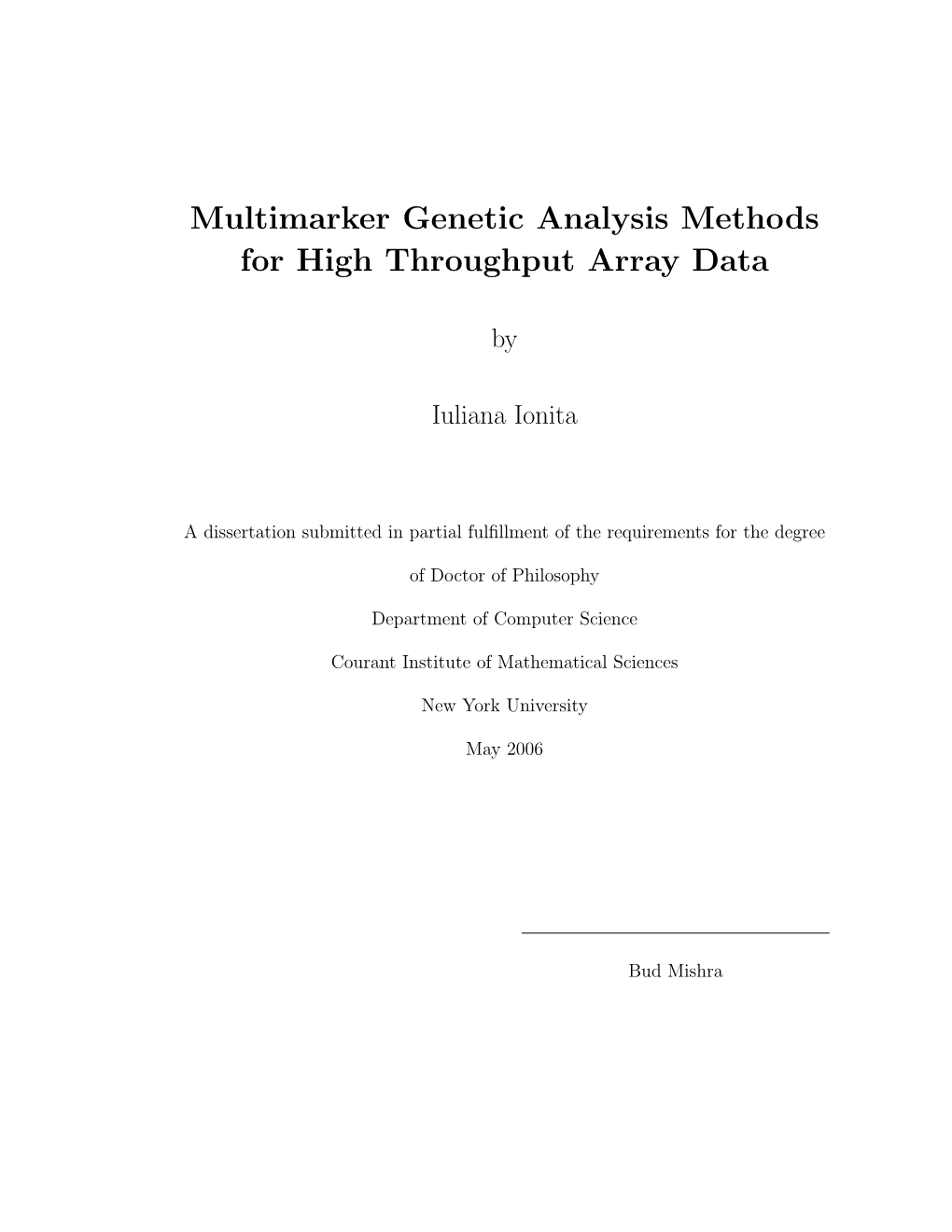 Multimarker Genetic Analysis Methods for High Throughput Array Data