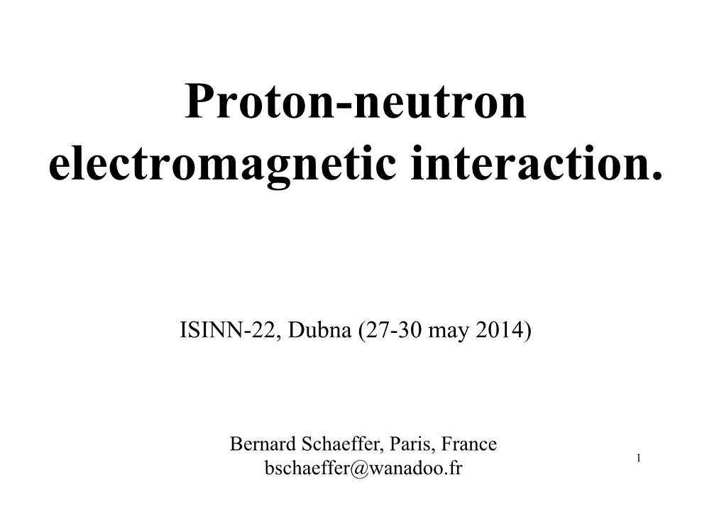 Proton-Neutron Electric Potential Energy