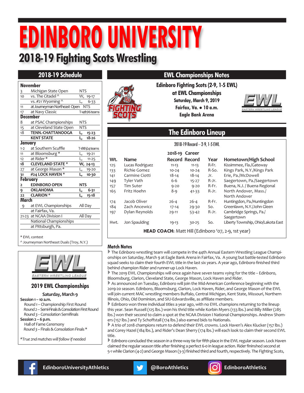 2018-19 Fighting Scots Wrestling