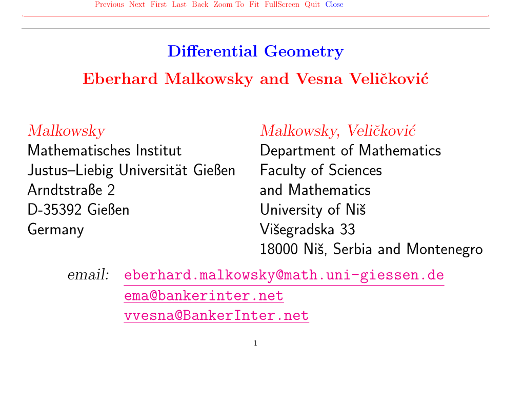 Differential Geometry