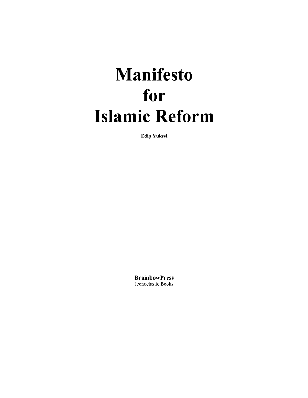 Manifesto for Islamic Reform