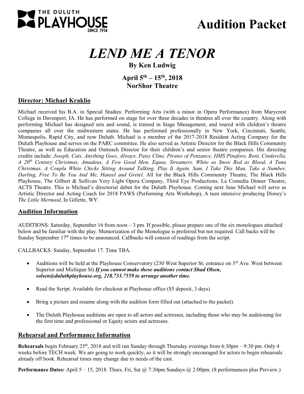 LEND ME a TENOR by Ken Ludwig