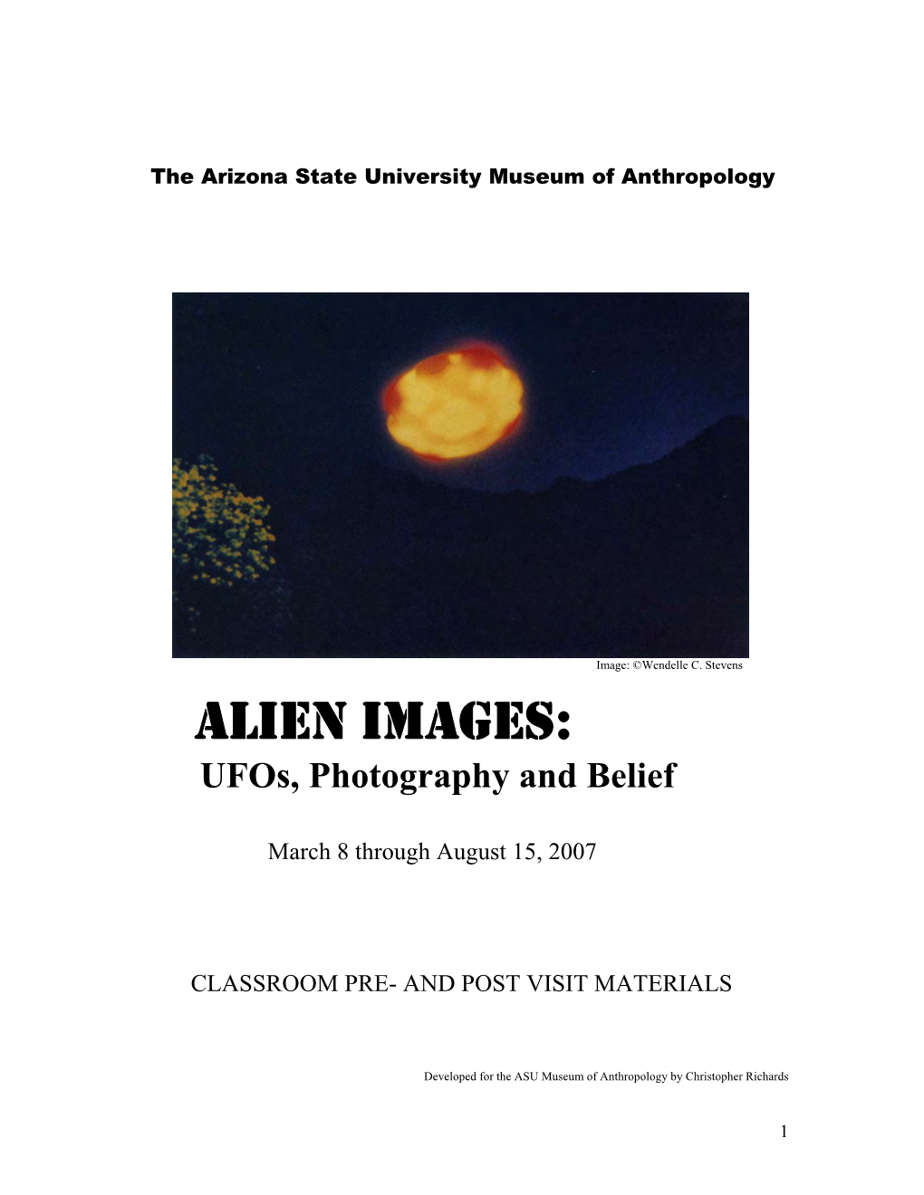 ALIEN IMAGES: Ufos, Photography and Belief