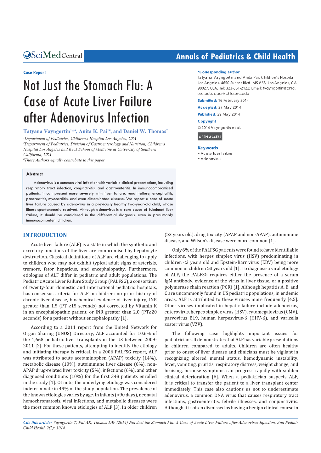 A Case of Acute Liver Failure After Adenovirus Infection